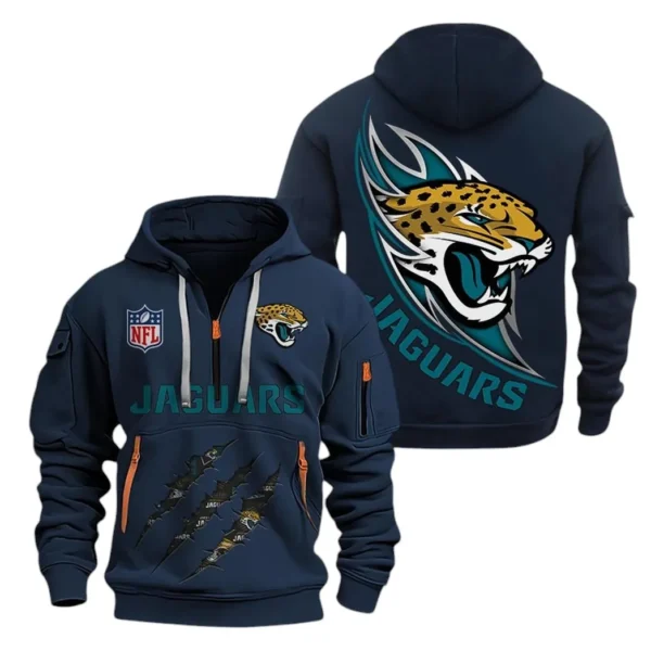 Lightweight Sports Hoodie Half Zipper, Unique Logo Print NFL081 - Navy