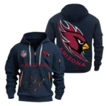 Athletic Half-Zip Hoodie, Team-Style Logo Print Hoodie Gift For Football Fans NFL081 - Navy