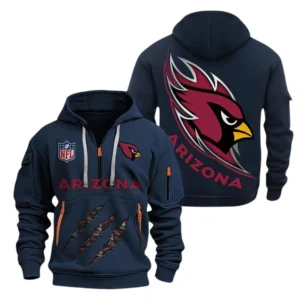 Athletic Half-Zip Hoodie, Team-Style Logo Print Hoodie Gift For Football Fans NFL081 - Navy