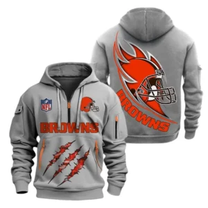 Lightweight Sports Hoodie Half Zipper, Unique Logo Print NFL081 - Gray