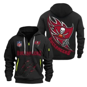 Fan Gift Hoodie Half Zipper, Sports-Inspired Logo Design NFL081 - Black