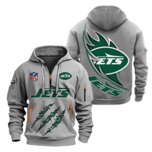 Everyday Hoodie Half Zipper, Athletic-Inspired Logo NFL081 - Gray