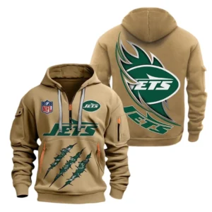 Outdoor Half-Zip Hoodie, Team Spirit Logo Design NFL081 - Khaki