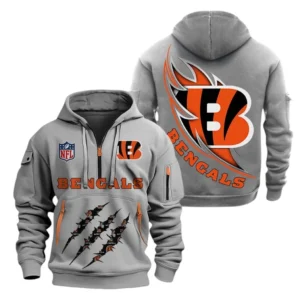Training Hoodie Half Zipper, Fan-Friendly Logo Design NFL081 - Gray