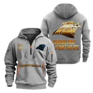 Lightweight Sports Hoodie Half Zipper, Unique Logo Print NFL091 - Gray