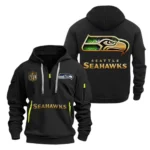 Fan Gift Hoodie Half Zipper, Sports-Inspired Logo Design NFL091 - Black