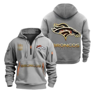 Everyday Hoodie Half Zipper, Athletic-Inspired Logo NFL091 - Gray