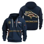 Lightweight Sports Hoodie Half Zipper, Unique Logo Print NFL091 - Navy