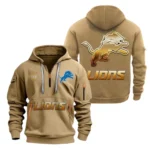 Fan Gift Hoodie Half Zipper, Sports-Inspired Logo Design NFL091 - Khaki
