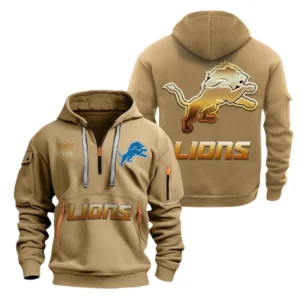 Fan Gift Hoodie Half Zipper, Sports-Inspired Logo Design NFL091 - Khaki