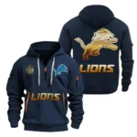 Athletic Half-Zip Hoodie, Team-Style Logo Print Hoodie Gift For Football Fans NFL091 - Navy