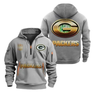 Urban Streetwear Hoodie, Half-Zip with Exclusive Logo NFL091 - Gray