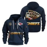 Training Hoodie Half Zipper, Fan-Friendly Logo Design NFL091 - Navy