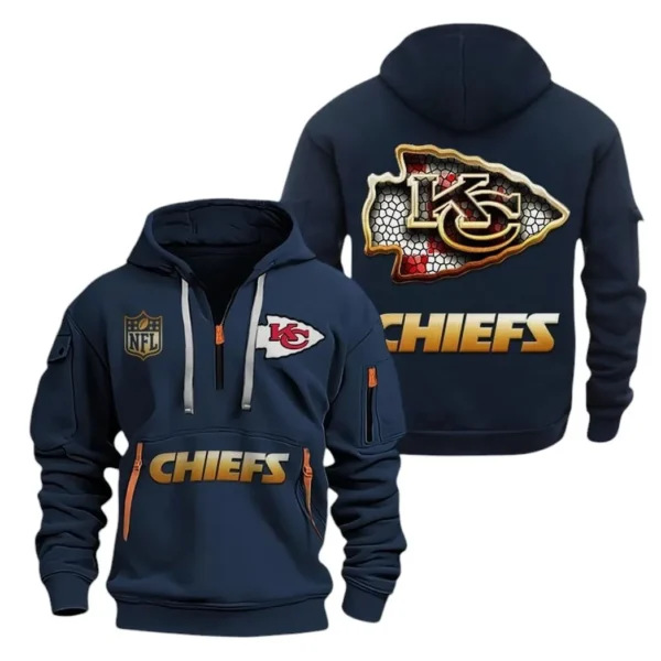 Training Hoodie Half Zipper, Fan-Friendly Logo Design NFL091 - Navy