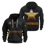 Fan Gift Hoodie Half Zipper, Sports-Inspired Logo Design NFL091 - Black