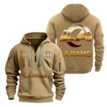 Outdoor Half-Zip Hoodie, Team Spirit Logo Design NFL091 - Khaki