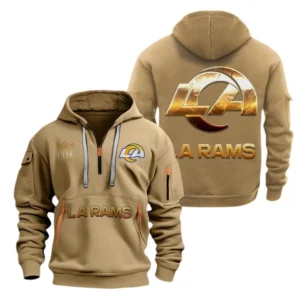 Outdoor Half-Zip Hoodie, Team Spirit Logo Design NFL091 - Khaki