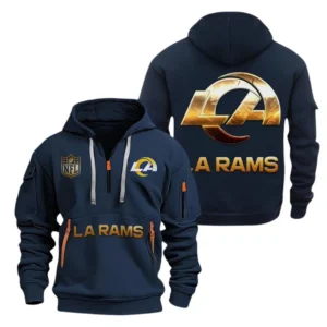 Lightweight Sports Hoodie Half Zipper, Unique Logo Print NFL091 - Navy