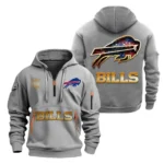 Urban Streetwear Hoodie, Half-Zip with Exclusive Logo NFL091 - Gray