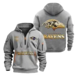 Lightweight Sports Hoodie Half Zipper, Unique Logo Print NFL091 - Gray