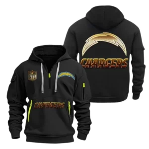 Fan Gift Hoodie Half Zipper, Sports-Inspired Logo Design NFL091 - Black