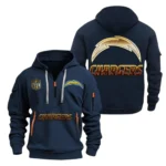 Urban Streetwear Hoodie, Half-Zip with Exclusive Logo NFL091 - Navy