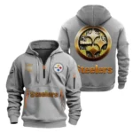 Everyday Hoodie Half Zipper, Athletic-Inspired Logo NFL091 - Gray