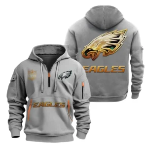 Training Hoodie Half Zipper, Fan-Friendly Logo Design NFL091 - Gray