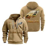 Fan Gift Hoodie Half Zipper, Sports-Inspired Logo Design NFL091 - Khaki