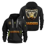 Casual Sports Hoodie Half Zipper, Modern Logo Detail Printing NFL091 - Black