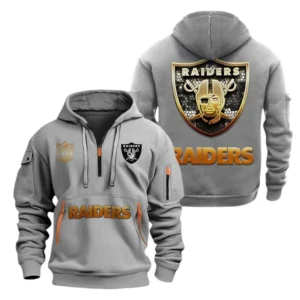 Urban Streetwear Hoodie, Half-Zip with Exclusive Logo NFL091 - Gray