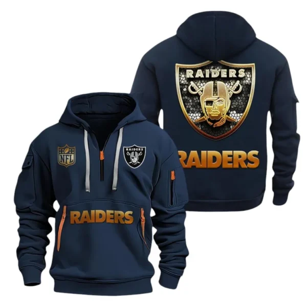 Everyday Hoodie Half Zipper, Athletic-Inspired Logo NFL091 - Navy