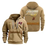 Street-Style Hoodie Half Zipper, Modern Sports Logo NFL091 - Khaki