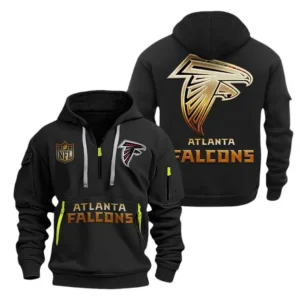 Fan Gift Hoodie Half Zipper, Sports-Inspired Logo Design NFL091 - Black