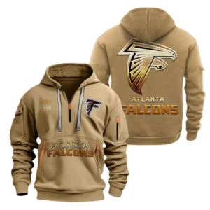 Casual Sports Hoodie Half Zipper, Modern Logo Detail Printing NFL091 - Khaki