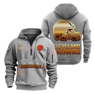 Everyday Hoodie Half Zipper, Athletic-Inspired Logo NFL091 - Gray