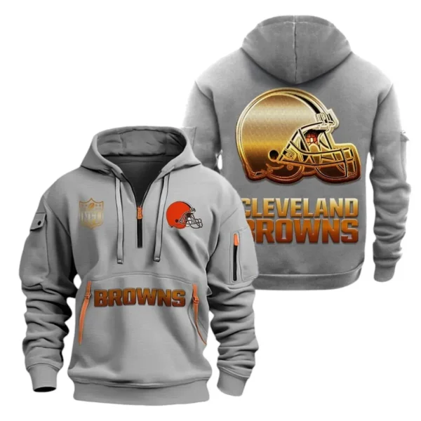 Everyday Hoodie Half Zipper, Athletic-Inspired Logo NFL091 - Gray