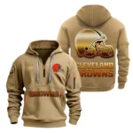 Outdoor Half-Zip Hoodie, Team Spirit Logo Design NFL091 - Khaki