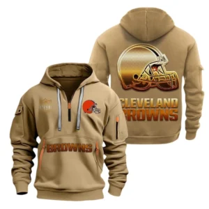 Outdoor Half-Zip Hoodie, Team Spirit Logo Design NFL091 - Khaki