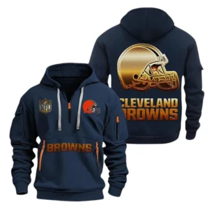 Lightweight Sports Hoodie Half Zipper, Unique Logo Print NFL091 - Navy