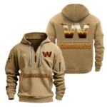Fan Gift Hoodie Half Zipper, Sports-Inspired Logo Design NFL091 - Khaki
