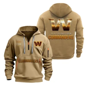 Fan Gift Hoodie Half Zipper, Sports-Inspired Logo Design NFL091 - Khaki