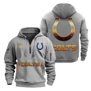 Urban Streetwear Hoodie, Half-Zip with Exclusive Logo NFL091 - Gray