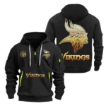 Fan Gift Hoodie Half Zipper, Sports-Inspired Logo Design NFL091 - Black