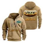 Outdoor Half-Zip Hoodie, Team Spirit Logo Design NFL091 - Khaki