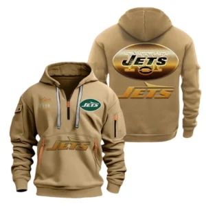 Outdoor Half-Zip Hoodie, Team Spirit Logo Design NFL091 - Khaki