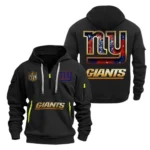 Street-Style Hoodie Half Zipper, Modern Sports Logo NFL091 - Black
