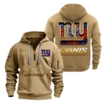 Fan Gift Hoodie Half Zipper, Sports-Inspired Logo Design NFL091 - Khaki