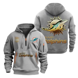 Urban Streetwear Hoodie, Half-Zip with Exclusive Logo NFL091 - Gray