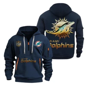 Everyday Hoodie Half Zipper, Athletic-Inspired Logo NFL091 - Navy